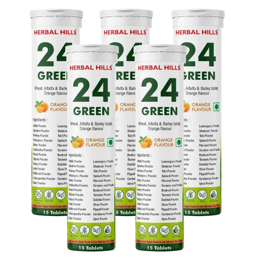Herbal Hills 24 Green effervescent fizzy tablets for daily wellness