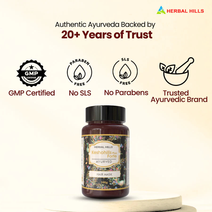 Kesho Forte Hair Mask Powder Pure and Natural Hair Mask for Hair Growth, Split Ends, Luster Shining Nourishment