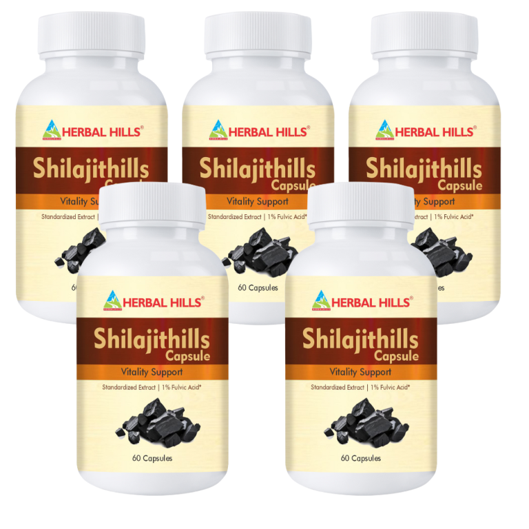 Shilajithills 60 Capsule, vigor, vitality, strength tonic (pack of 5)