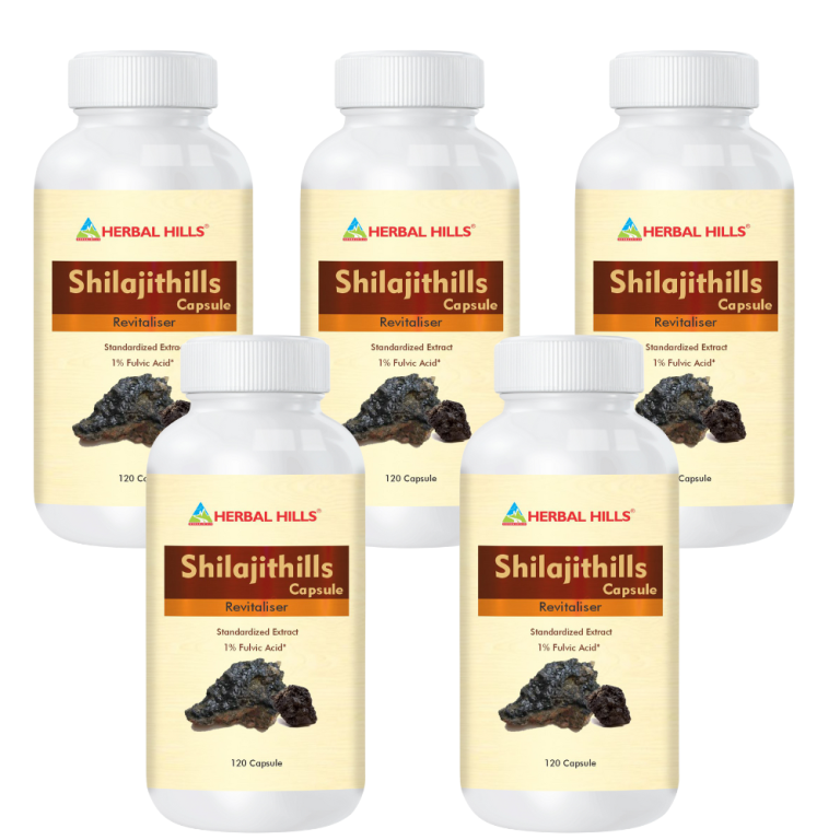 Shilajithills 120 Capsule, vigor, vitality, strength tonic (pack of 5)