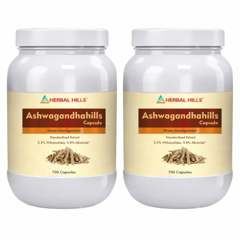 Ashwagandha Capsules – 700 Capsules (Pack of 2) | Standardized Ayurvedic Quality | Herbal Hills