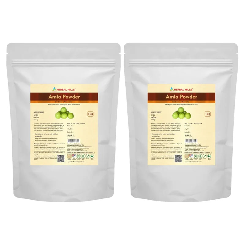 Amla Powder – 1kg (Pack of 2) | Standardized Ayurvedic Quality | Herbal Hills