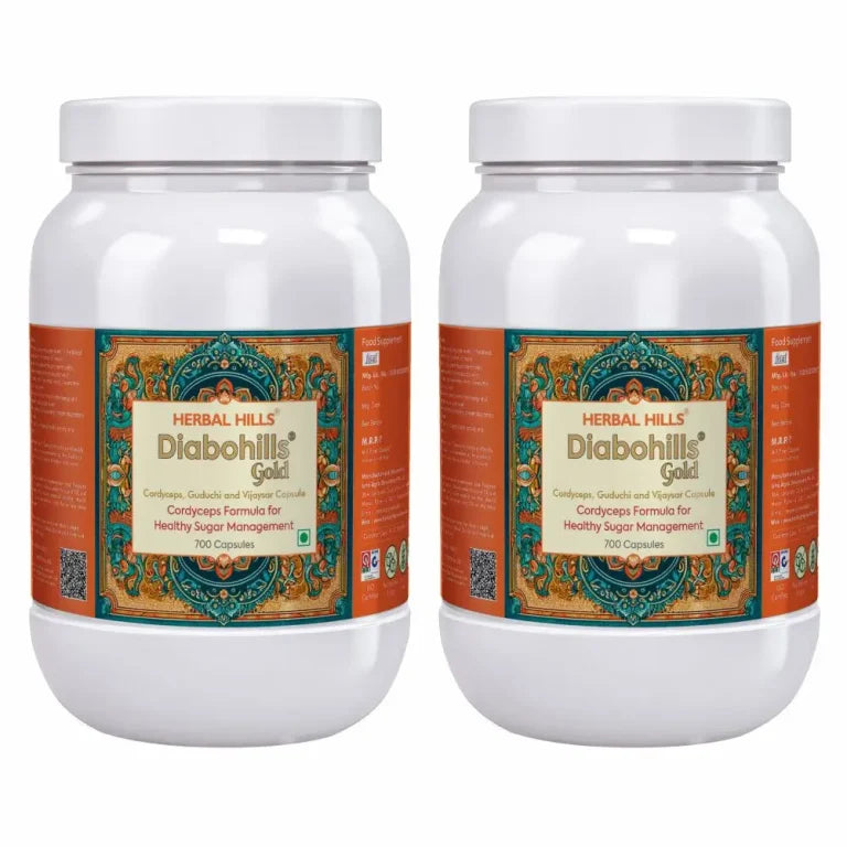 Diabohills Cordyceps Ayurvedic Natural Sugar Support Capsules – 700 Capsules Pack of 2 by Herbal Hills