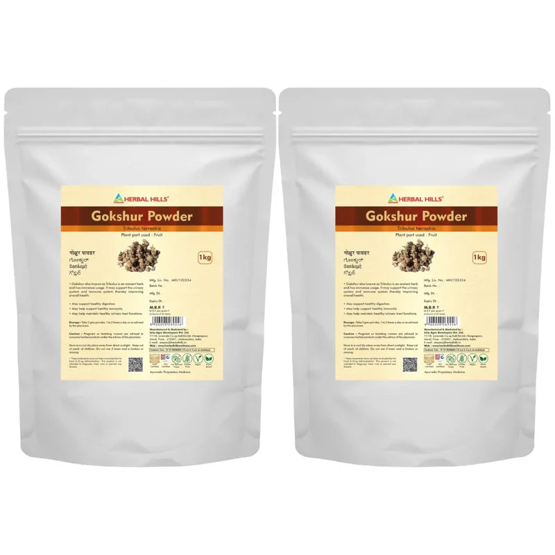 Gokshur Powder – 1kg (Pack of 2) | Standardized Ayurvedic Quality | Herbal Hills