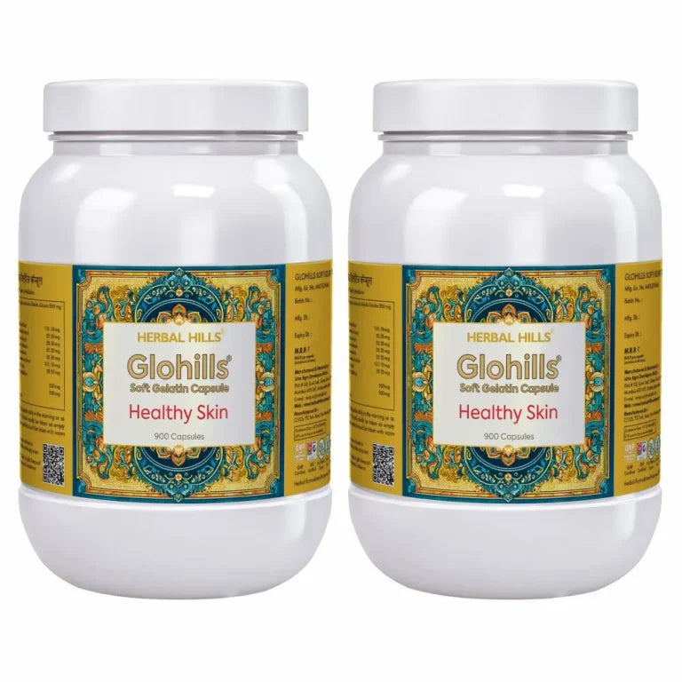 Glohills Ayurvedic Skin Wellness Support – 900 Soft Capsules Pack of 2 by Herbal Hills