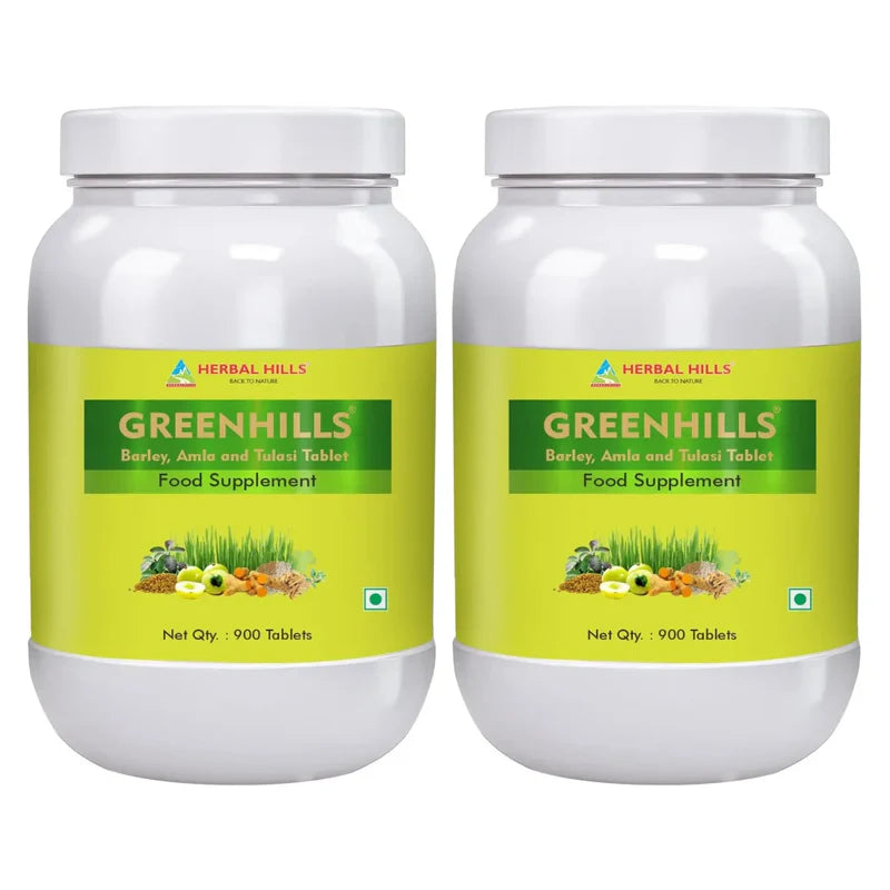 Super Greenhills Tablets – 900 Tablets Value Pack (Pack of 2) | Green Superfood | Herbal Hills