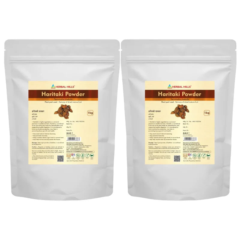 Haritaki Churna Powder – 1kg (Pack of 2) | Standardized Ayurvedic Quality | Herbal Hills