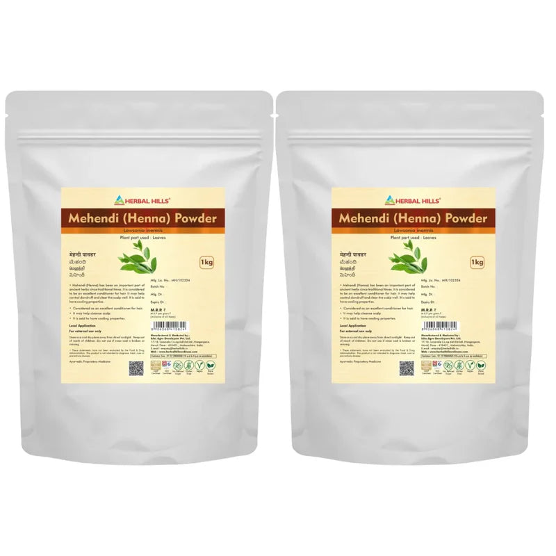 Herbal Hills Mehandi Powder – 1kg (Pack of 2) | Standardized Ayurvedic Quality | Herbal Hills