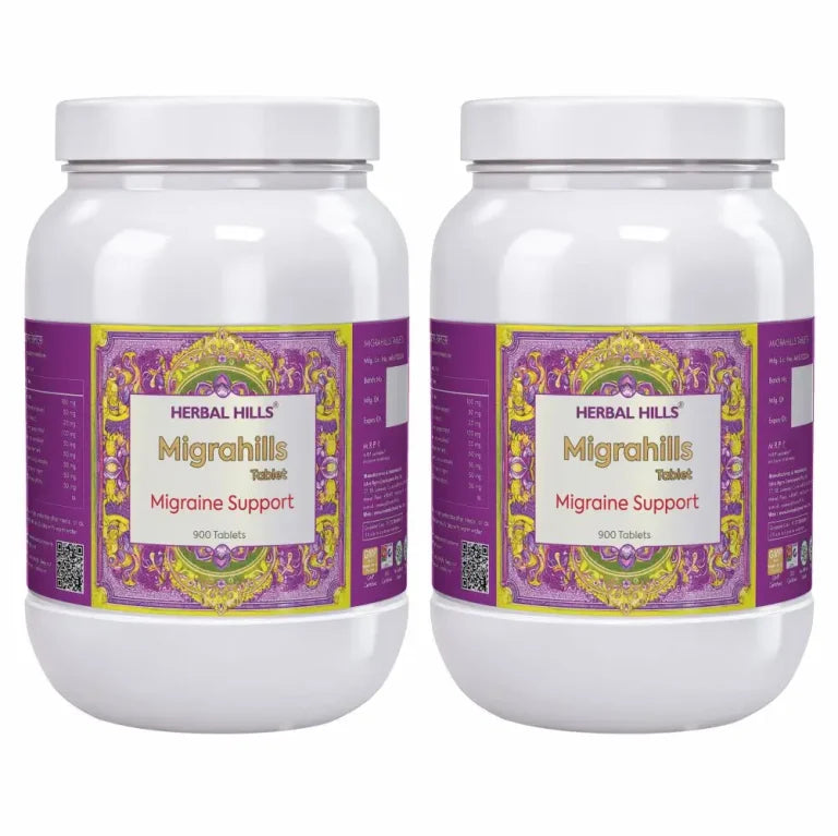 Migrahills Ayurvedic Head Comfort Support Tablets – 900 Tablets Pack of 2 by Herbal Hills