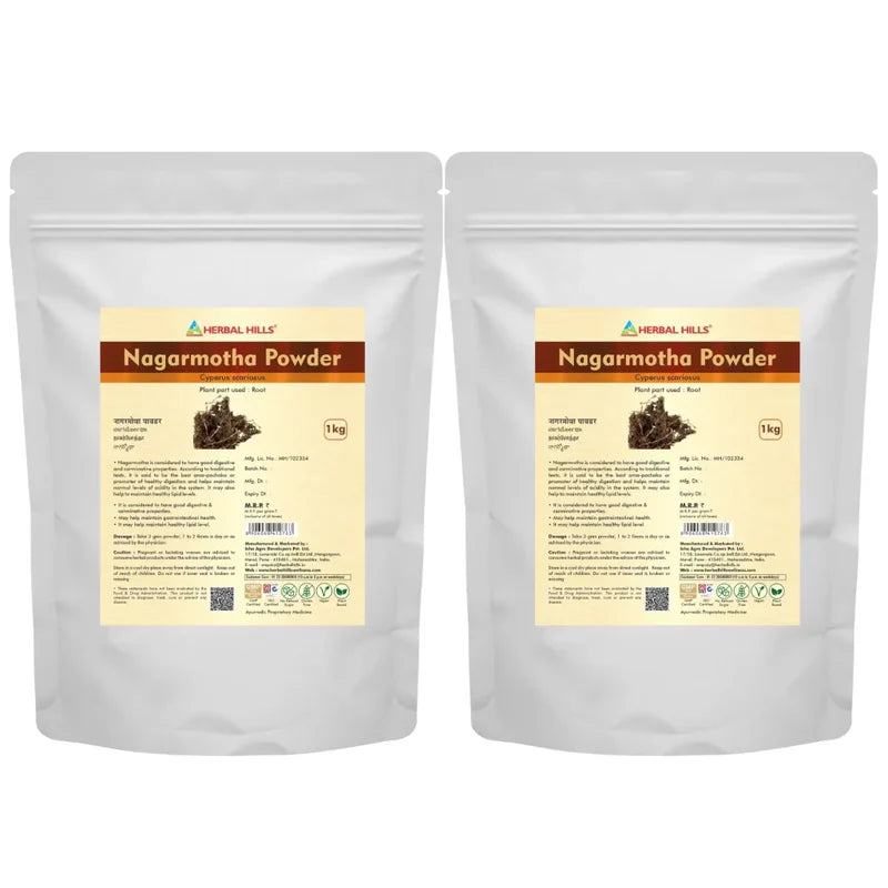 Nagarmotha Powder – 1kg (Pack of 2) | Standardized Ayurvedic Quality | Herbal Hills
