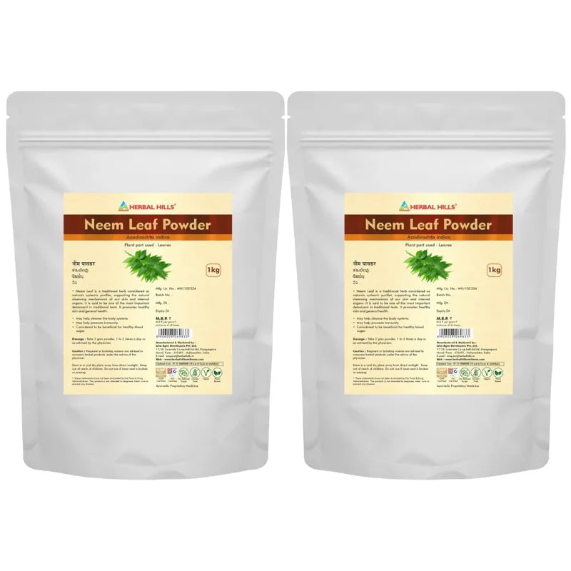 Neem Patra Powder – 1kg (Pack of 2) | Standardized Ayurvedic Quality | Herbal Hills
