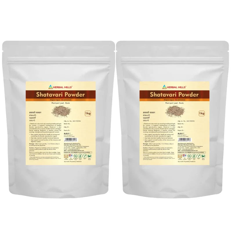 Shatavari Powder – 1kg (Pack of 2) | Standardized Ayurvedic Quality | Herbal Hills