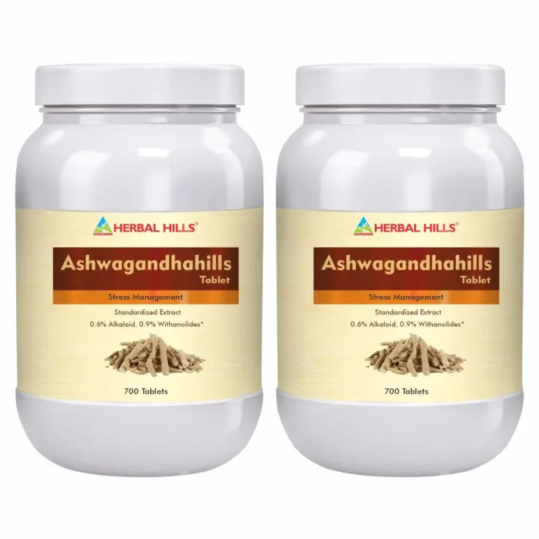Ashwagandha Tablets – 700 Tablets (Pack of 2) | Standardized Ayurvedic Quality | Herbal Hills