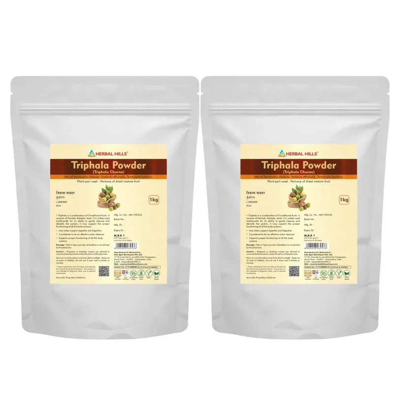Triphala Powder – 1kg (Pack of 2) | Standardized Ayurvedic Quality | Herbal Hills