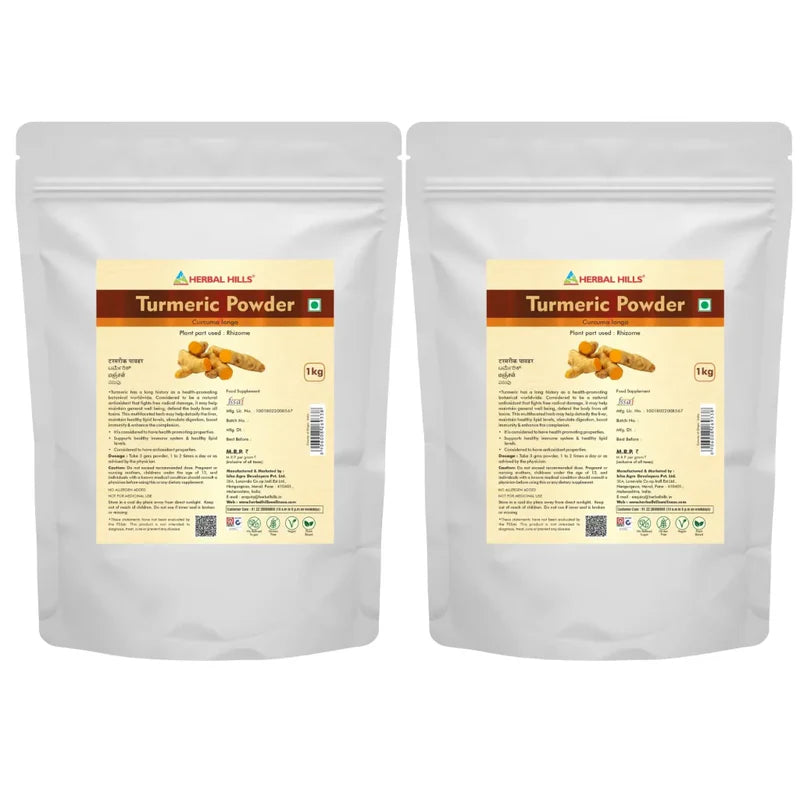 Turmeric Powder – 1kg (Pack of 2) | Standardized Ayurvedic Quality | Herbal Hills