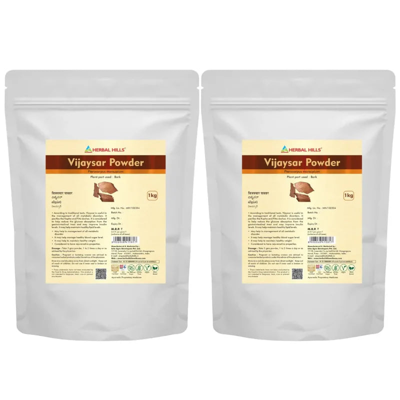 Vijaysar Powder – 1kg (Pack of 2) | Standardized Ayurvedic Quality | Herbal Hills