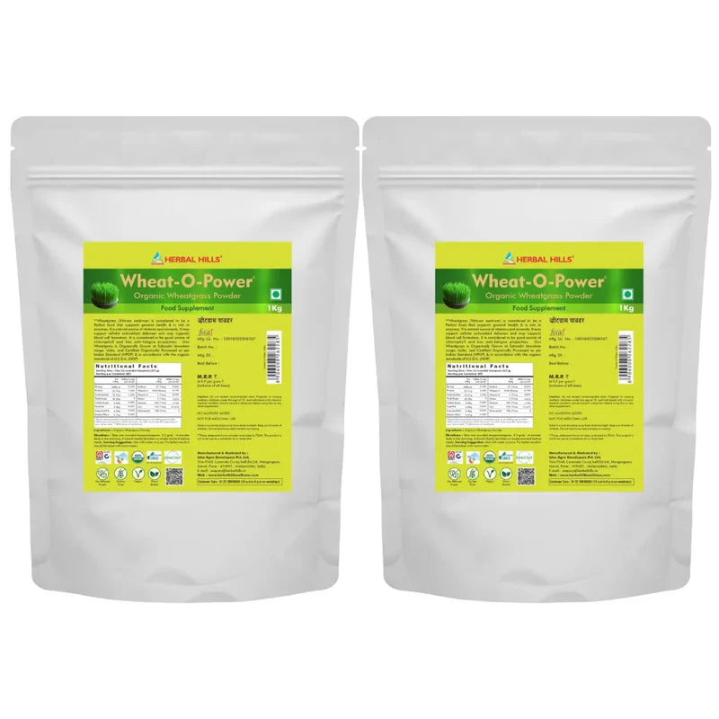 Organic Wheatgrass powder - 1kg (Pack of 2) | Standardized Ayurvedic Quality | Herbal Hills