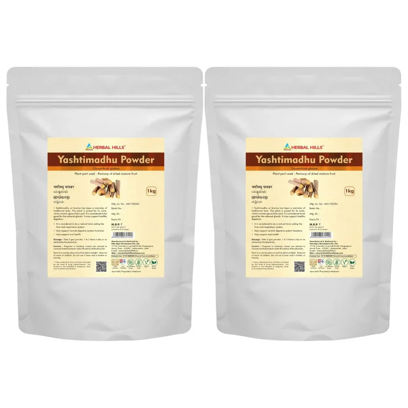 Yashtimadhu Powder – 1kg (Pack of 2) | Standardized Ayurvedic Quality | Herbal Hills