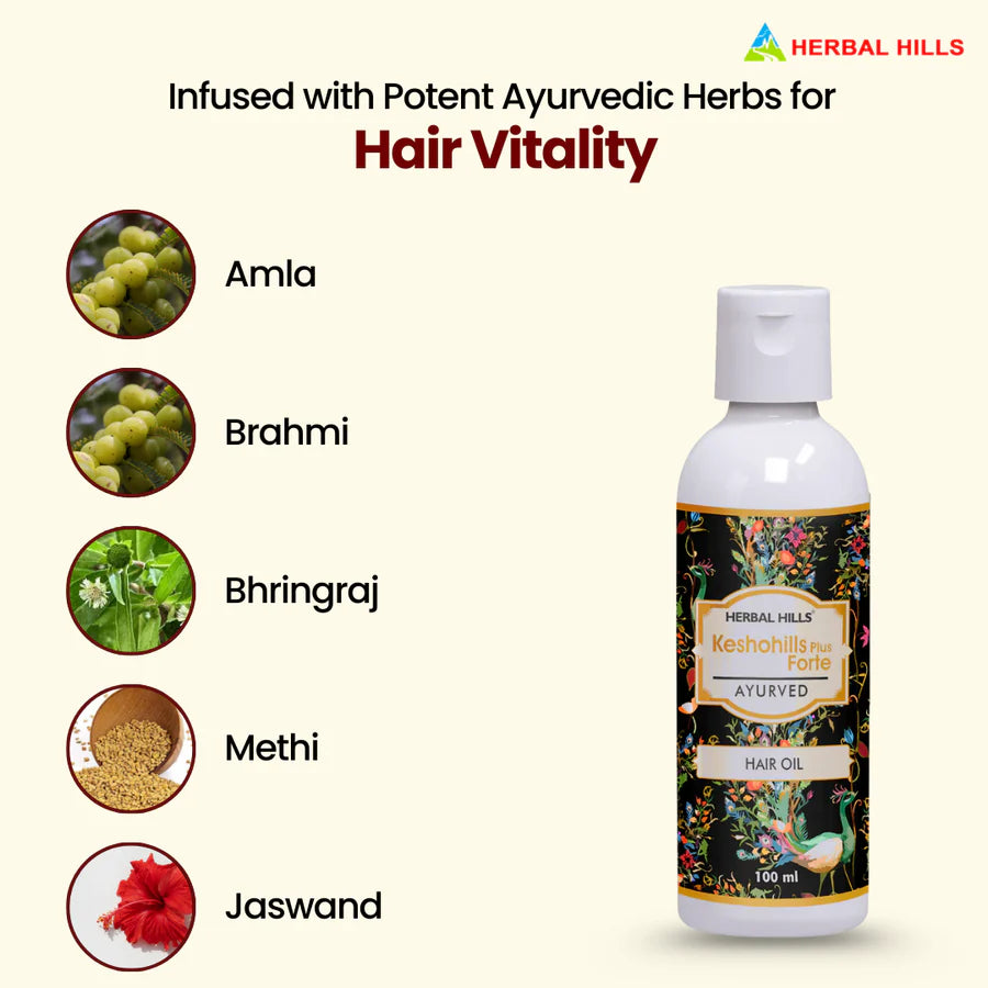 Kesho Forte Ayurvedic Hair Care Oil – 100 ml Pack of 5 by Herbal Hills