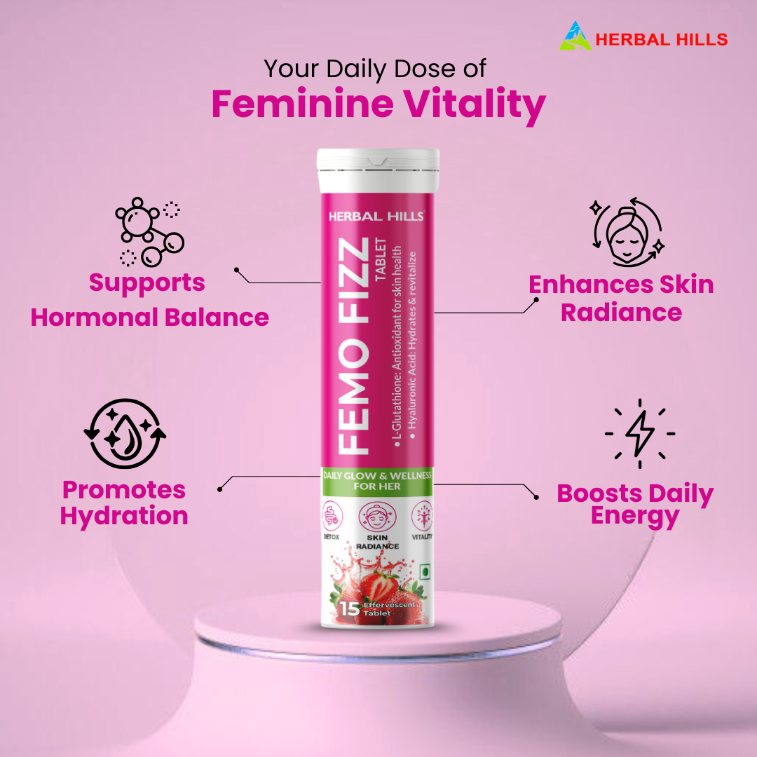 Femo Fizz Women’s Wellness Effervescent Tablets – Strawberry Flavor – 15 Tablets (Pack of 5) by Herbal Hills