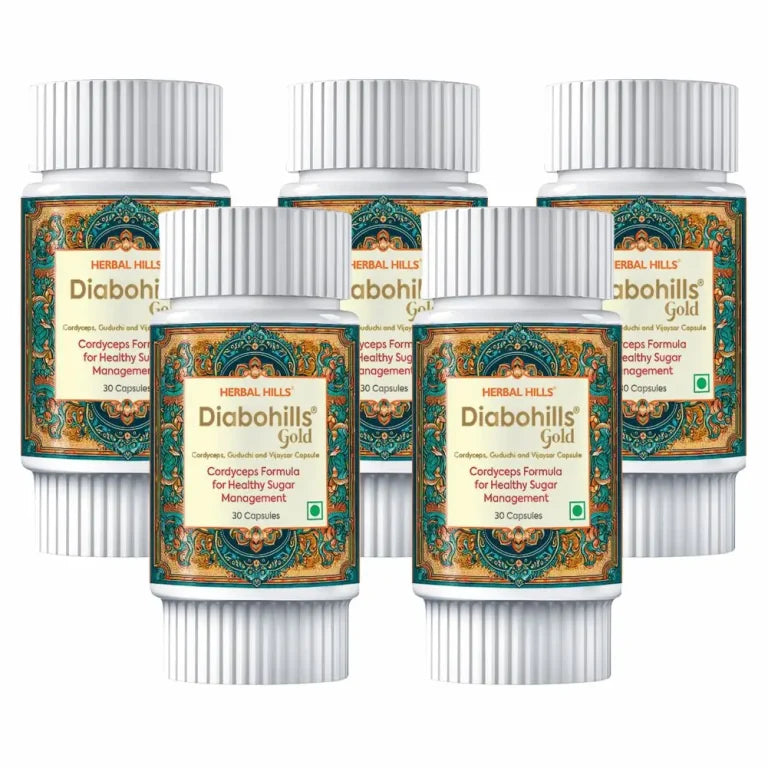 Herbal Hills Diabohills Cordyceps Capsules – Sugar Management Support – 30 Capsules (pack of 5)