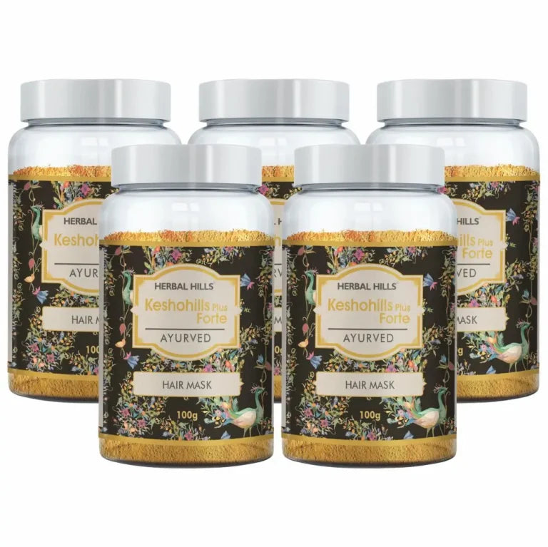 Kesho Forte Hair Mask Powder Pure and Natural Hair Mask for Hair Growth, Split Ends, Luster Shining Nourishment (pack of 5)