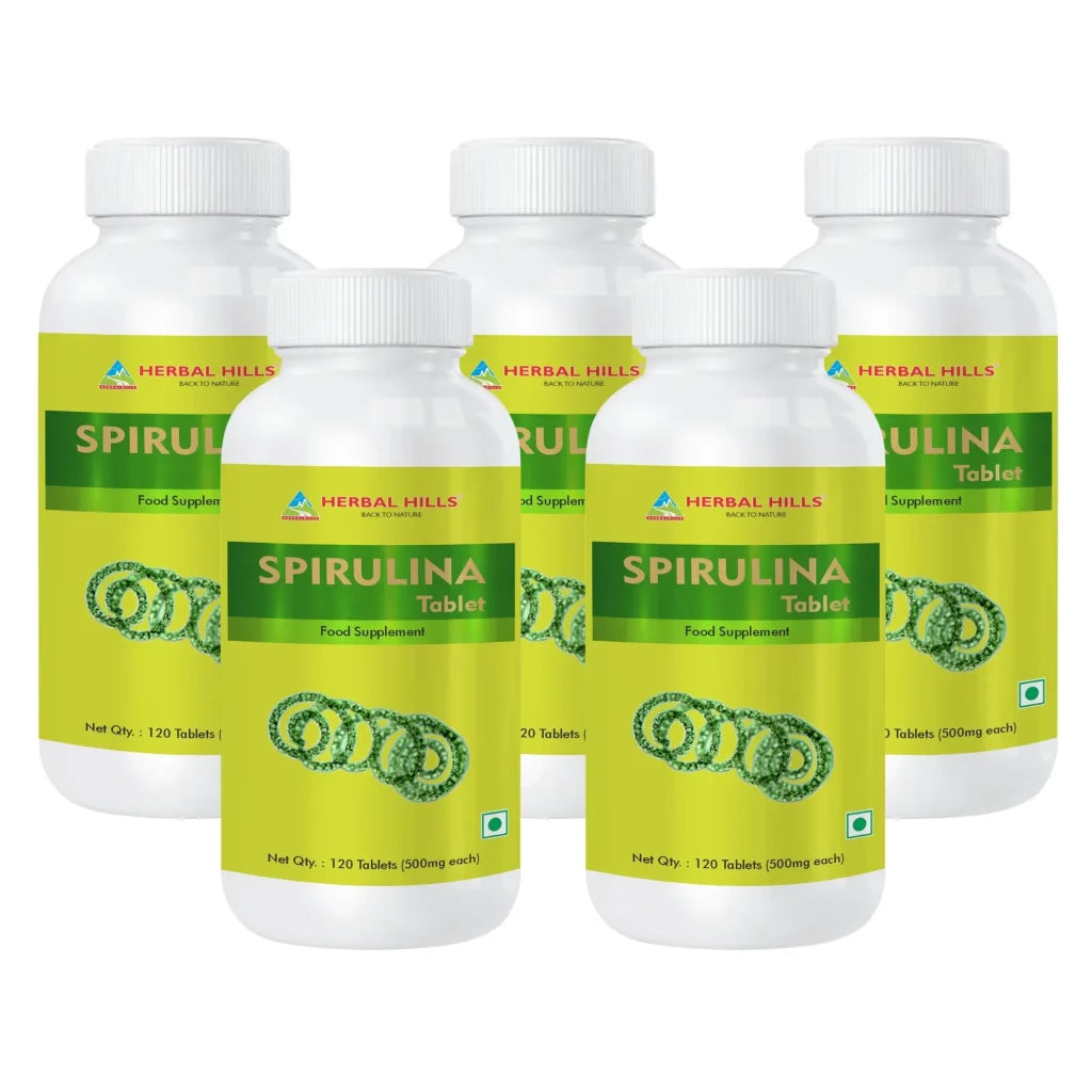 Spirulina 120 Tablets – Chlorophyll Rich Food (pack of 5)
