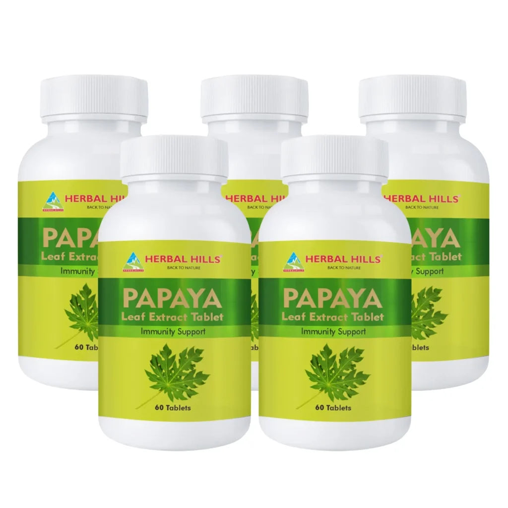 Papaya 60 tablets – Immunity booster 500mg carica leaf extract (Pack of 5)