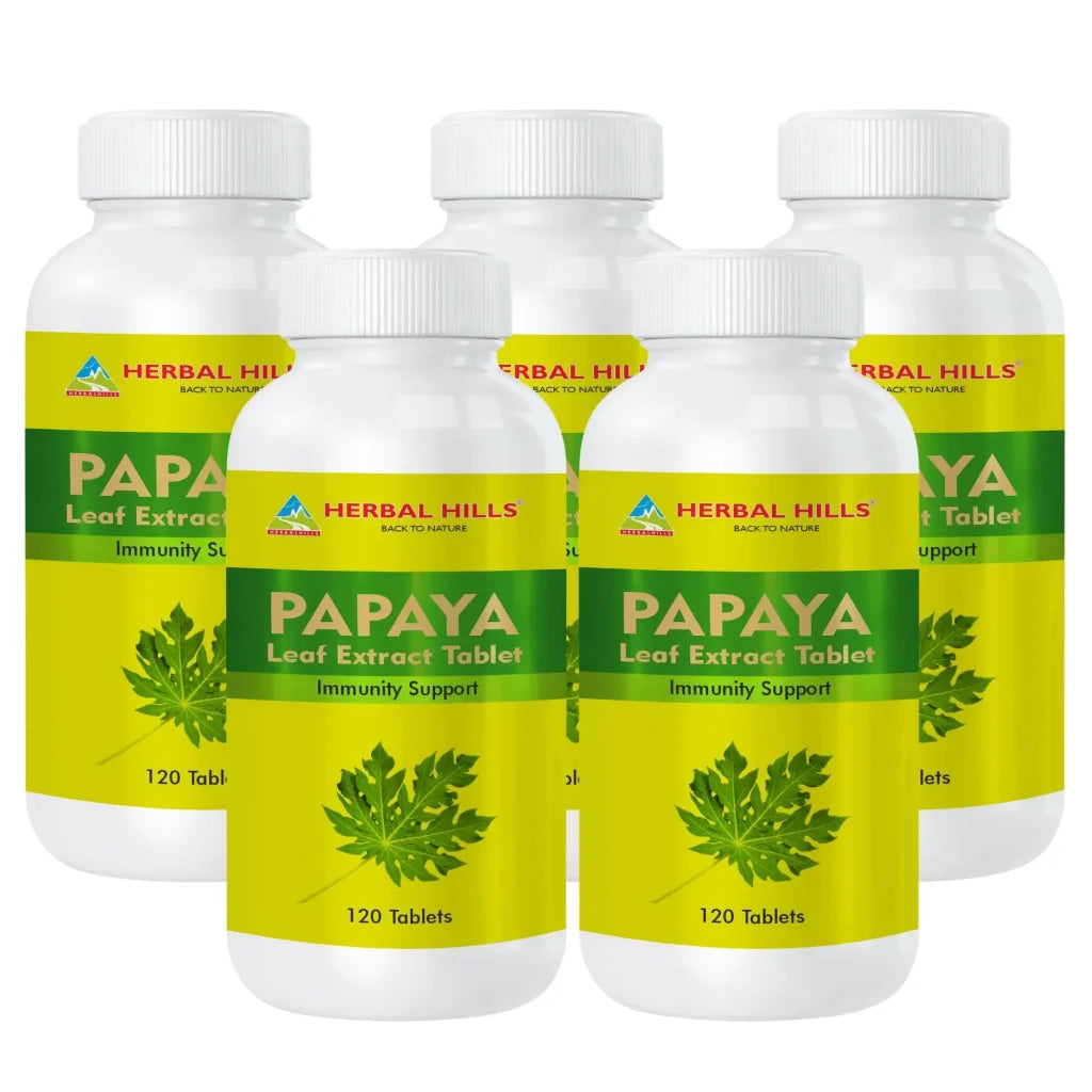 Papaya 120 tablets – Immunity booster 500mg carica leaf extract (Pack of 5)