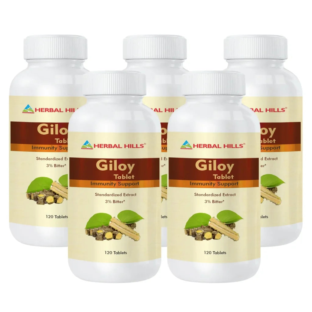 Giloy (Guduchi) Tablets – 120 Tablets (Pack of 5) | Standardized Ayurvedic Quality | Herbal Hills