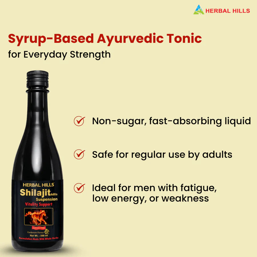 Shilajit Men’s Wellness Support Syrup – 500 ml Pack of 5 by Herbal Hills