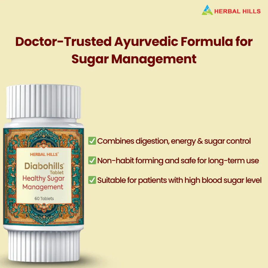 Diabohills Ayurvedic Natural Sugar Support – 60 Tablets by Herbal Hills