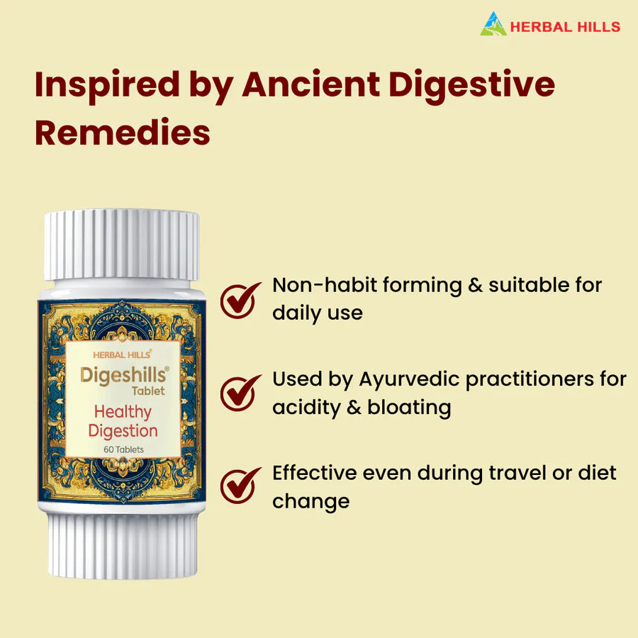 Digeshills Ayurvedic Digestive Support Tablets – 60 Tablets (Pack of 2)