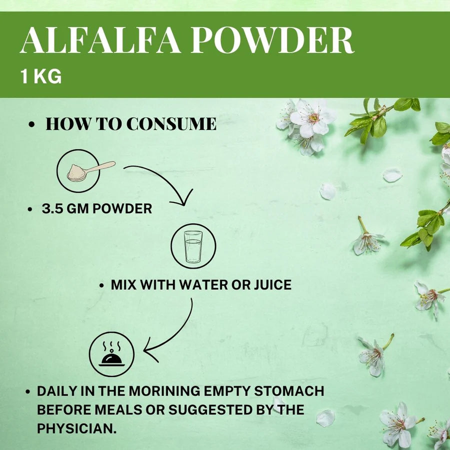 Alfalfa 1 kg Powder for Immunity and General wellness. Immunity Booster & Improves Strength and Stamina