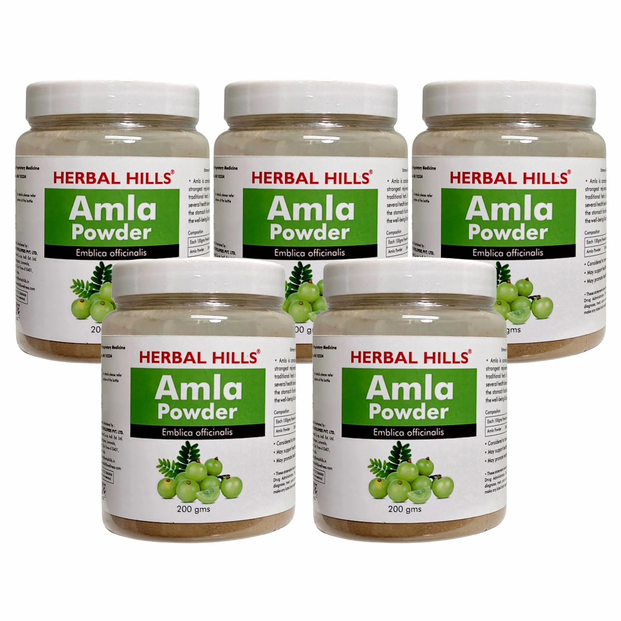 Amla Powder - 200 gms (Pack of 5) | Standardized Ayurvedic Quality | Herbal Hills