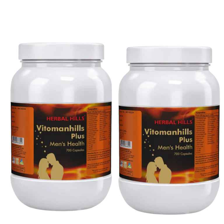 Vitomanhills Plus Men’s Wellness Support Capsules – 700 Capsules Pack of 2 by Herbal Hills