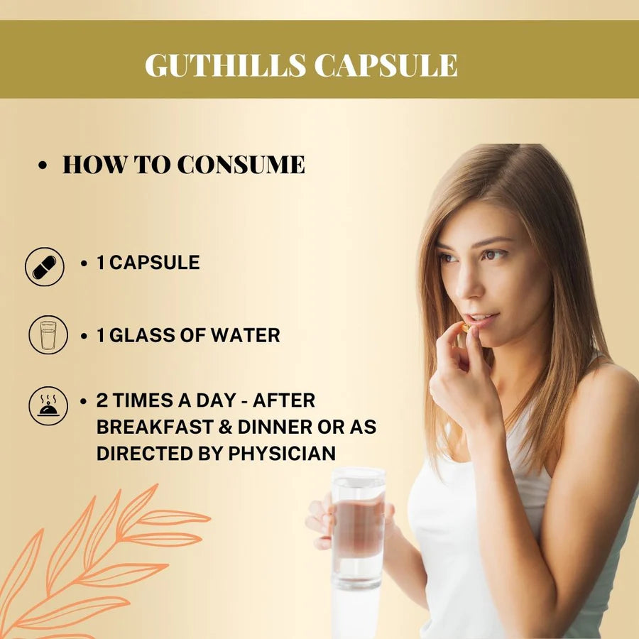 Guthills Ayurvedic Gut Comfort Support Capsules – 700 Capsules by Herbal Hills