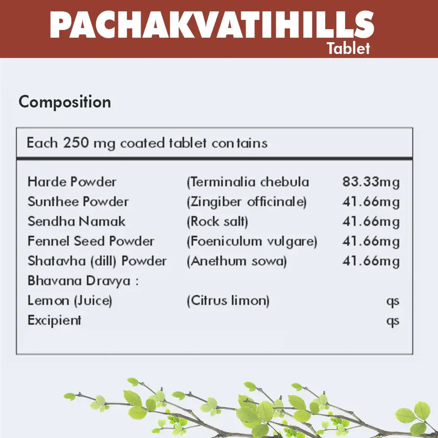 Pachakvatihills Ayurvedic Digestive Comfort Support – 900 Tablets by Herbal Hills