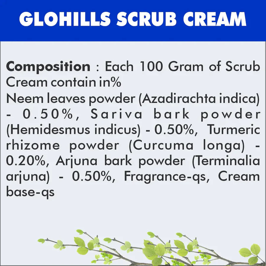 Natural Skin Scrub Cream – Glohills 50g Scrub Cream with Kokum butter & Wheatgerm Oil
