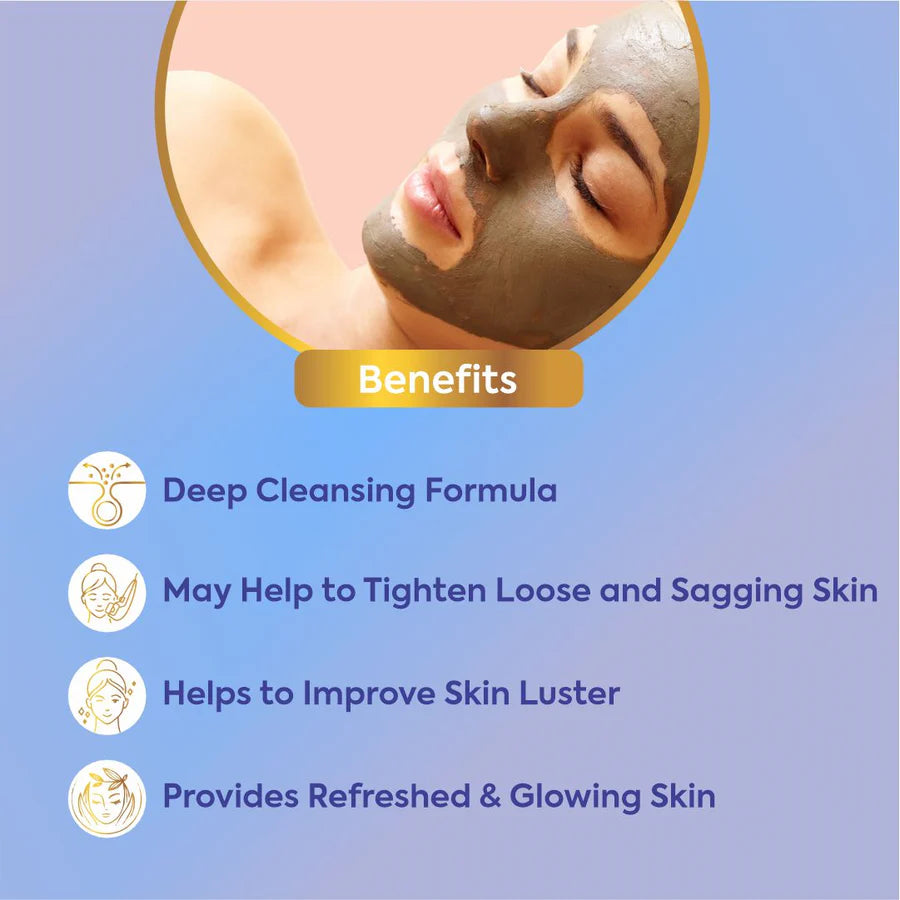 Mud Pack Skin-Deep Cleanse, Detoxify, Removes Blackheads & Acne,Moisturizer & Stimulates Circulation Suitable for All Skin 50g (pack of 5)