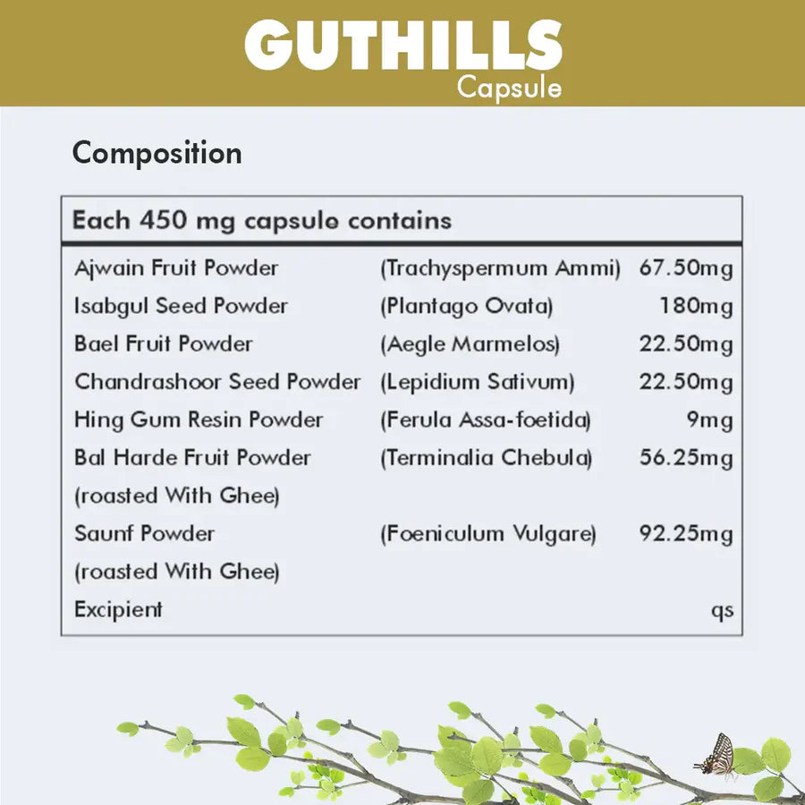 Guthills Ayurvedic Gut Comfort Support Capsules – 60 Capsules by Herbal Hills