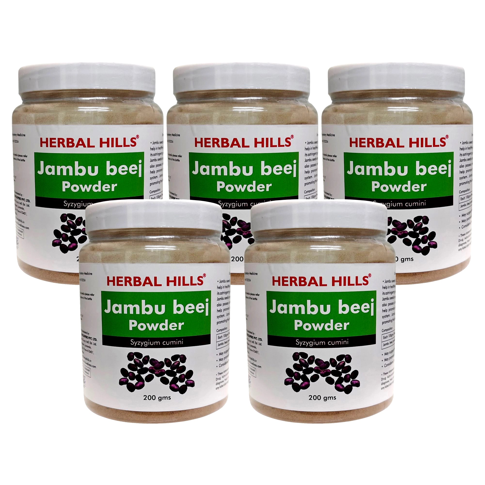 Jambu Beej Powder – 200g (Pack of 5) | Standardized Ayurvedic Quality | Herbal Hills