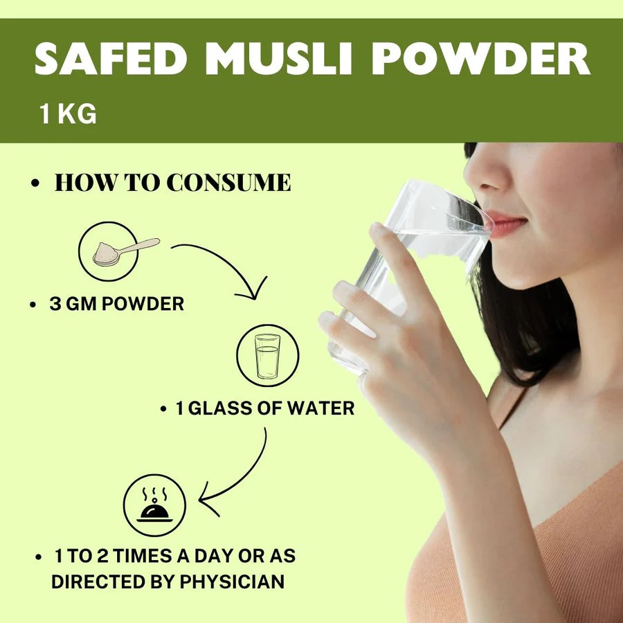 Safed Musli Powder – 1kg | Standardized Ayurvedic Quality | Herbal Hills