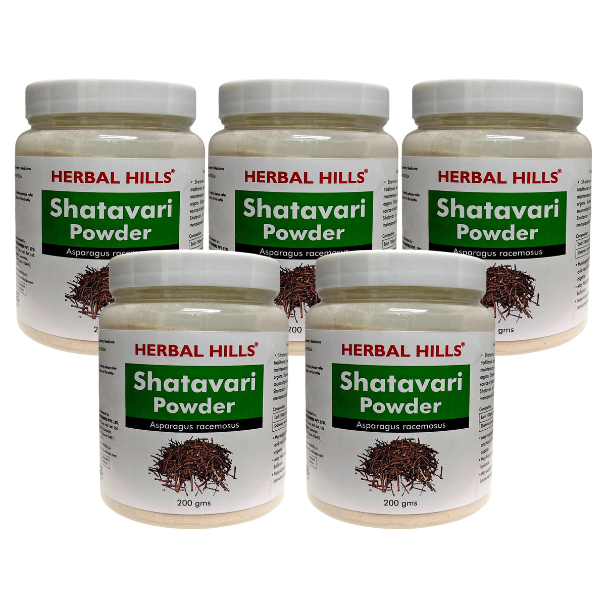 Shatavari Powder – 200g (Pack of 5) | Standardized Ayurvedic Quality | Herbal Hills