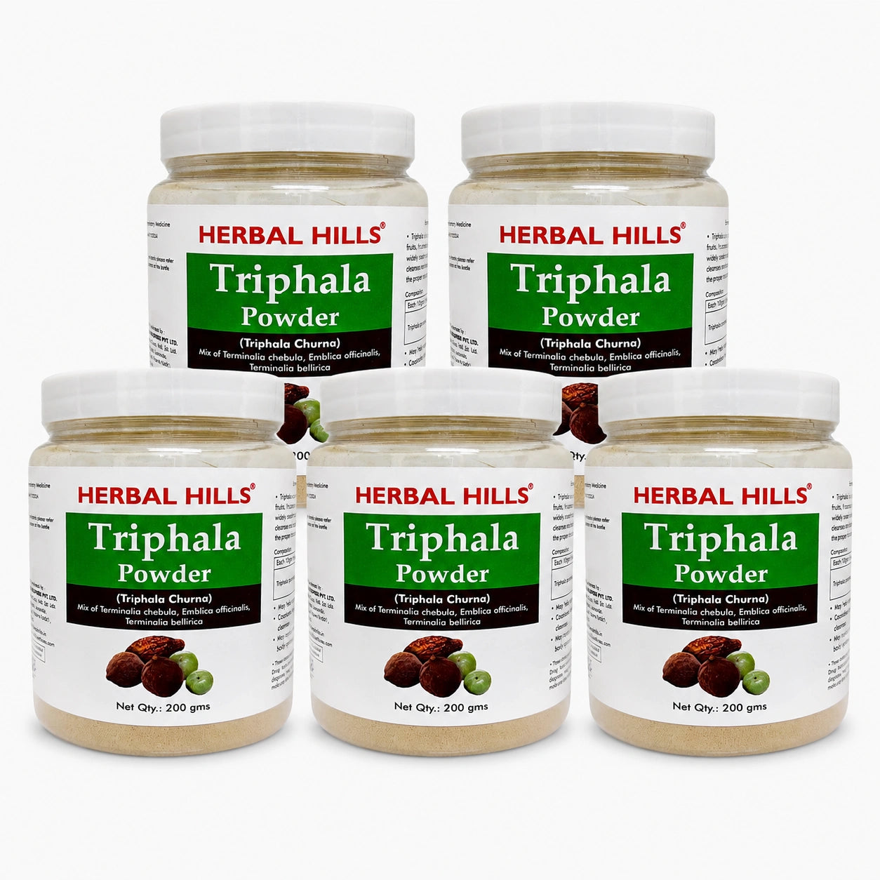 Triphala Powder – 200g (Pack of 5) | Standardized Ayurvedic Quality | Herbal Hills