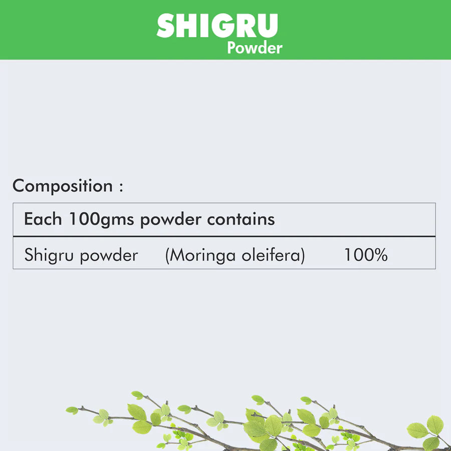 Moringa / Shigru 100g Powder for Immunity and General wellness. Immunity booster & improves strength and stamina (Pack of 5)