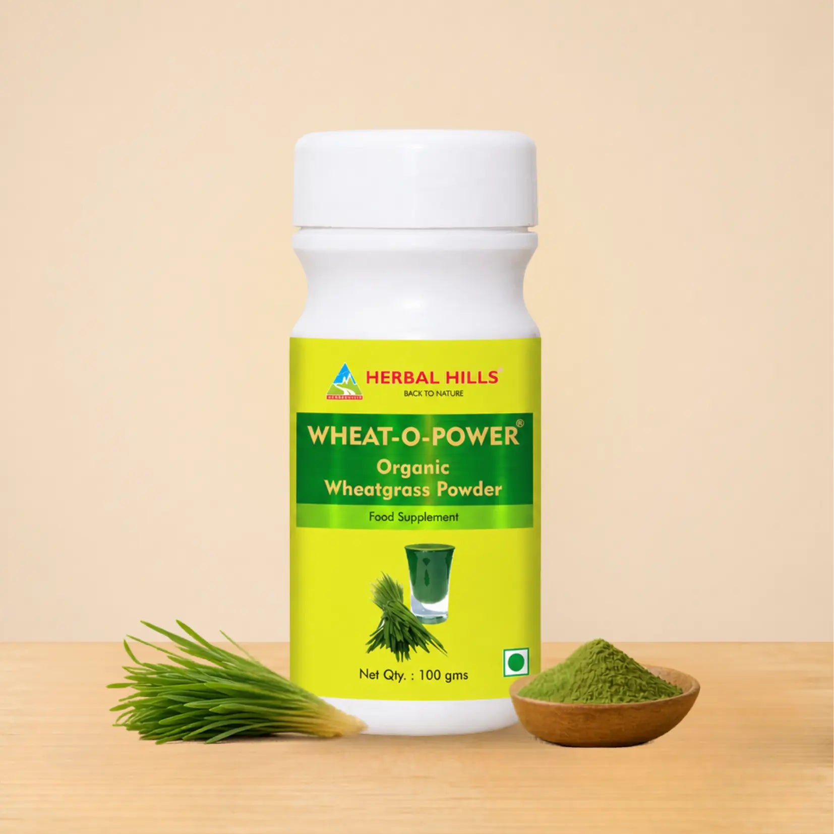Organic Wheatgrass powder - 100 Gms | Standardized Ayurvedic Quality | Herbal Hills