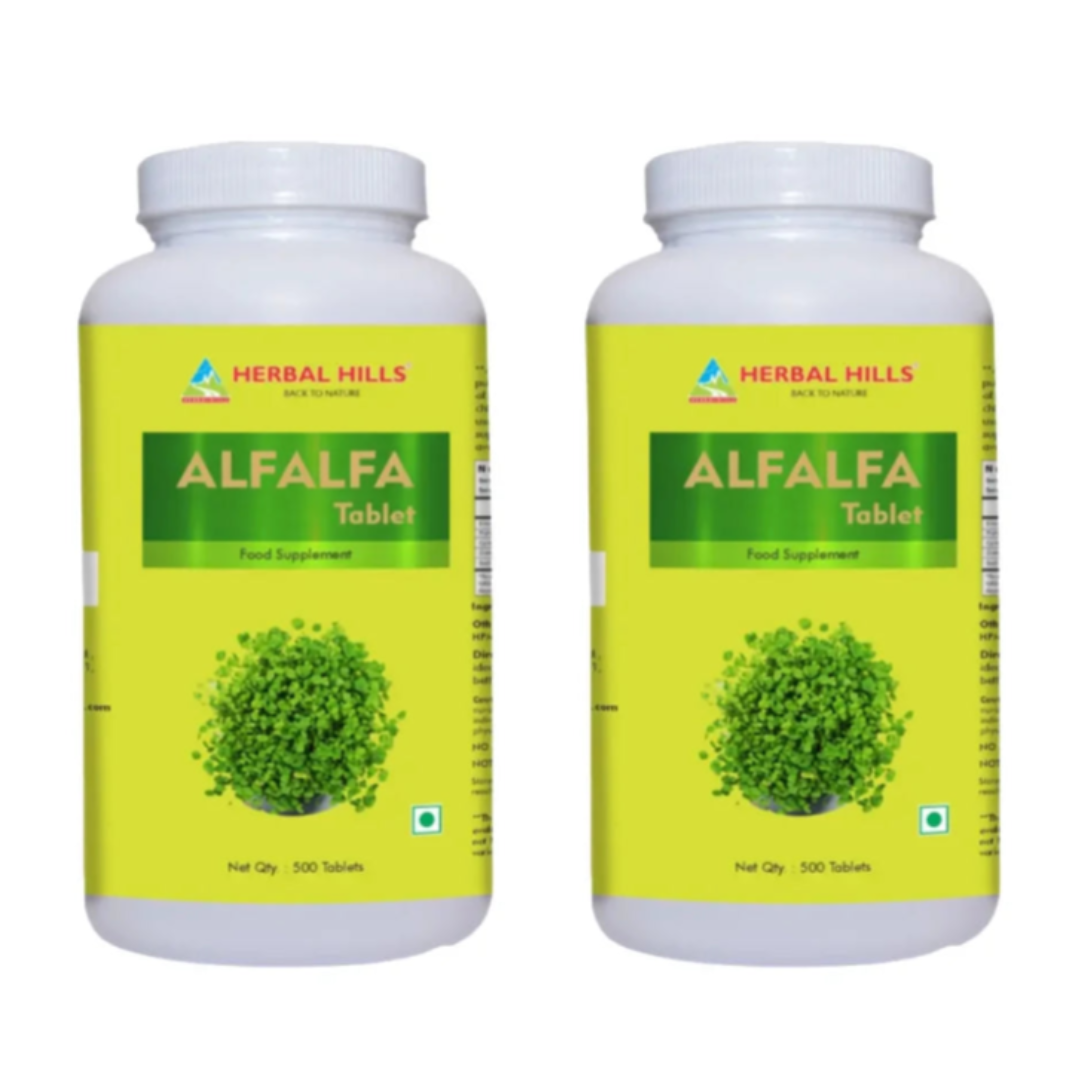 Alfalfa Tablets – 500 Tablets (Pack of 2) | Green Superfood | Herbal Hills