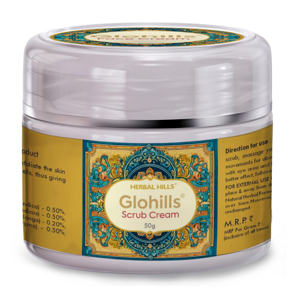 Natural Skin Scrub Cream – Glohills 50g Scrub Cream with Kokum butter & Wheatgerm Oil