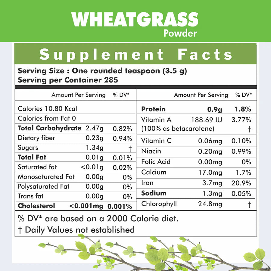 Wheatgrass powder 100 Gms – Organic Green Food Powder (pack of 5)